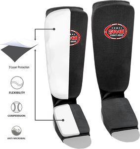 Espinilleras Personalizables Farabi Sports, Negras, de Poliéster Elástico, Ligeras, Transpirables, Protección para Adultos, MMA, Muay Thai, Artes Marciales - Product Image 2