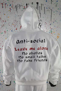 Survêtement streetwear coupe-vent blanc 500 GSM, imprimé numérique, délavé à l'acide, à pois, 100% coton, sur mesure, Clush Industries - Product Image 6