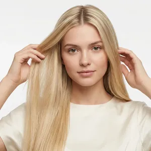 Perruque complète en dentelle 100 % cheveux Remy, raides, avec mèches, longue, blond platine, texture ondulée naturelle, cheveux humains, personnalisable - Product Image 3