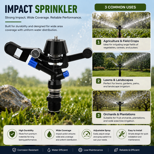 Arroseur d'irrigation agricole en plastique durable de 3/4 pouce avec capuchon en plastique pour jardin et ferme, arroseurs à impact réglables - Product Image 1