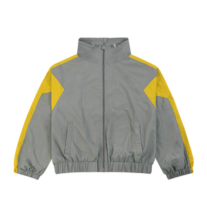 Veste de course coupe-vent bleue pour homme avec empiècements blancs et logo brodé, fermeture éclair frontale, style sportif, idéale pour le printemps - Product Image 3
