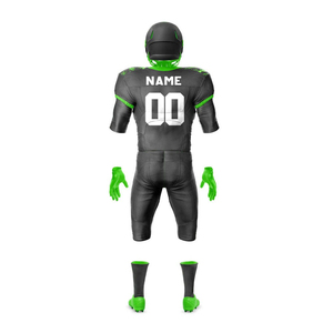 Uniforme de Fútbol Americano Personalizado para Hombre, Jersey Sublimado Negro y Verde, Manga Corta, Ajustado, Transpirable, de Secado Rápido - Product Image 1