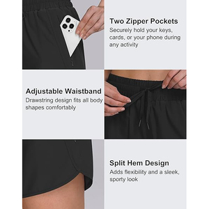 Pantalones Cortos Deportivos Clásicos Negros para Hombre, de Secado Rápido y Transpirables, con Cierre Invisible, Pantalones Cortos Deportivos para Mujer - Product Image 5