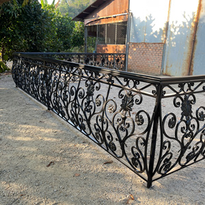 Balustrade de balcon en fer forgé de luxe, moderne, résistante à la rouille, durable, élégante, style villas - Product Image 3