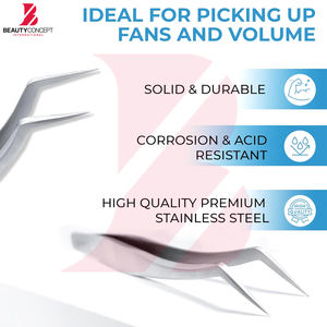 Pince à cils incurvée en acier inoxydable de haute précision, pince à volume anti-magnétique argent mat pour usage professionnel des cils - Product Image 3