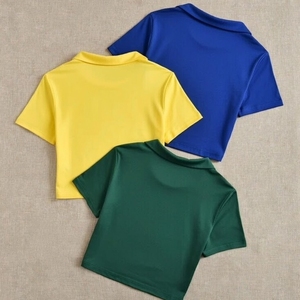 เสื้อครอปพิมพ์ลายตามสั่งสำหรับผู้หญิง ผ้าฝ้าย 100% สแปนเด็กซ์ ทรงเข้ารูป สตรีทแวร์ลำลอง แฟชั่น Y2K - Product Image 5