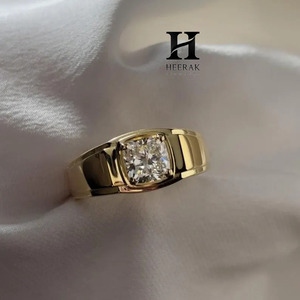 Anillo de Diamante Moissanita de Oro Amarillo de 18K para Hombre, Corte Redondo, Solitario, Anillo de Compromiso, Joyería Fina, Regalo para Hombre - Product Image 2