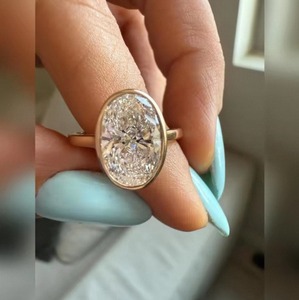 Bague en diamant de laboratoire ovale de 3 carats pour femme, bijoux en or de luxe pour mariage, fiançailles, anniversaire, or 9K, 14K, 18K - Product Image 1