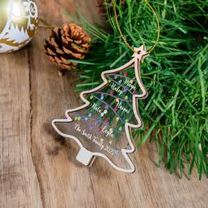 Ornement de Noël personnalisé en bois avec noms et lumières – Design 2025 – Objet décoratif souvenir familial - Product Image 4