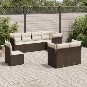 Conjunto de Sofás de Jardín en Color Marrón y Blanco Crema para Patio, Muebles de Exterior Elegantes - Product Image 1