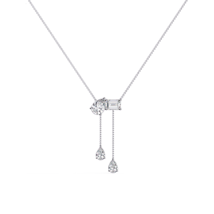 Collier pendentif en moissanite taille émeraude, argent 925 plaqué rhodium, ras-de-cou minimaliste de luxe unisexe, bijoux de mariage certifiés GRA - Product Image 1