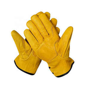 Custom Design Pairs Heavy Duty Durable Cowhide Leather Anti-Slip 8 oz Thick Latex-Free Work <b>Driver</b> Truck Driving <b>Gloves</b> - Product Image 3
