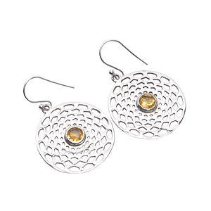 925เงินสเตอร์ลิงเครื่องประดับที่ทำด้วยมือธรรมชาติซิทรินต่างหูสำหรับสาวๆและผู้หญิงเป็นกลุ่มขายส่งต่างหู - Product Image 1