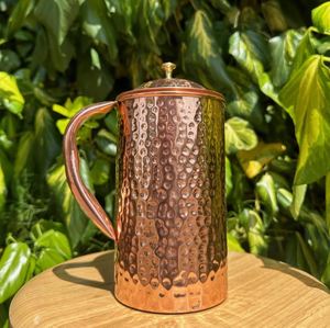 Copper jug set for relaxation inspired dining setup water serving metal set with <b>glasses</b> durable reusable kitchen dining drinkwa - Product Image 6