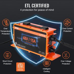 Caricabatterie Intelligente per Golf Cart 48 Volt 15 AMP RXV Compatibile con Batterie al Piombo-Acido AGM/GEL/EFB MF Floode - Product Image 3