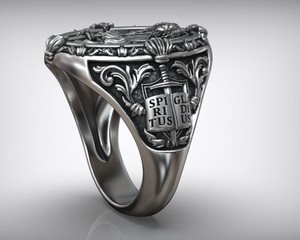 Bague religieuse gothique Saint-Paul en argent sterling 925 oxydé noir - Product Image 2