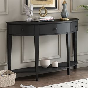 Consolla moderna curva in stile U con 3 cassetti e 1 ripiano per l'ingresso del corridoio o il divano del soggiorno - Product Image 2