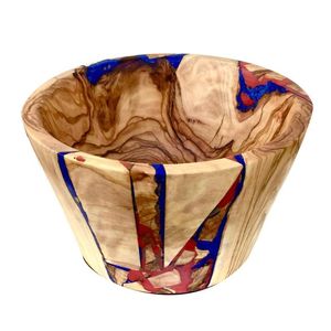 Contemporary <b>Wooden</b> and <b>Resin</b> Bowl <b>for</b> Dining <b>Table</b> Serving Use <b>for</b> Home Decor - Product Image 2