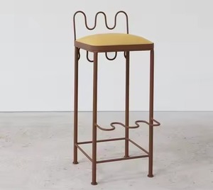 Hot Sale Line Walnut Finish Wood Back Button Tufted <b>Leather</b> Seat Use Bar <b>Stool</b> And Chair For Restaurant Dining Room Chair - Product Image 5