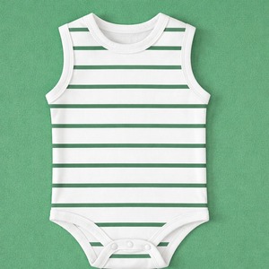 Traje sin Mangas para Bebé, 65% Poliéster, 35% Algodón, Tejido Interlock, Suave, Transpirable, Agradable para la Piel, Ropa de Verano, Unisex - Product Image 1