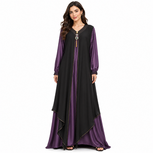 Princess Cut <b>Open</b> <b>Abaya</b> Royal Layered <b>Satin</b> <b>Abaya</b> Turkish <b>Satin</b> Layer <b>Abaya</b> Butterfly Front <b>Open</b> <b>Abaya</b> - Product Image 3