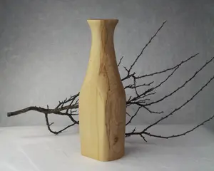 Petit vase en bois de hêtre massif, forme tube, finition laque, objet de décoration moderne pour les espaces intérieurs de la maison. - Product Image 2