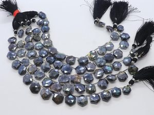 Cuentas hexagonales de labradorita natural con revestimiento plateado, de 8-12 mm, cuentas sueltas de labradorita con forma elegante para la elaboración de joyería. - Product Image 5