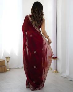 Sari Moderno para Mujer, Modelo Fandy Sartin, Suave, con Bordado de Lentejuelas en Relieve, de Secado Rápido, para Todas las Temporadas, Ideal para Bodas y Fiestas - Product Image 2