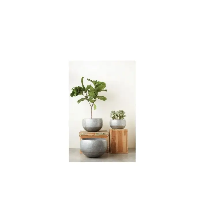 Vaso de metal galvanizado para plantas e flores, vaso para sala de estar, decoração de casa