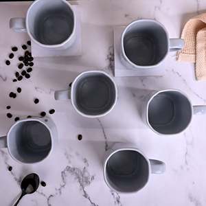 Serene Sky Blue Glazed Ceramic Coffee Mug <b>Set</b> of 6 <b>Microwave</b> Safe Enamel Mugs for Coffee and Milk - Product Image 5