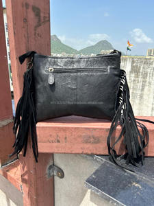 Hand Tooled Hair on Hide Fur Leather Fringe Handbag Stylish <b>Women</b> Colorful Tooling Leather Sling <b>Bag</b> Ideal Size Cross Body <b>Bags</b> - Product Image 6