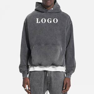 Sweat à capuche vintage vierge de haute qualité, personnalisable avec logo, coupe oversize pour homme, en coton épais, effet vieilli et délavé à l'acide - Product Image 1