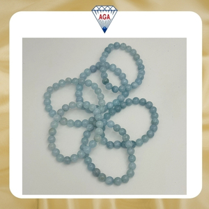 Fine Quality Natural Blue Aquamarine Gemstone Bracelet <b>Healing</b> <b>Crystal</b> Smooth Plain Round Beaded Bracelet Handmade <b>Jewelry</b> Gift - Product Image 6