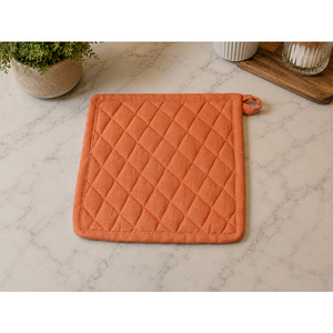 Porte-casserole matelassé en lin de qualité supérieure avec motif diamant et boucle de suspension – Porte-casserole de cuisine résistant à la chaleur pour la cuisson et la pâtisserie - Product Image 1