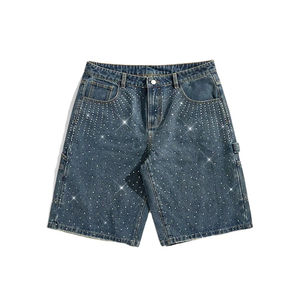 Shorts de Mezclilla Elegantes de Primera Calidad para Hombre, Diseño Personalizado, 100% Algodón, Transpirables, con Pedrería - Product Image 1
