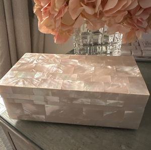 Handcrafted Mother of Pearl & <b>Abalone</b> <b>Shell</b> Marble Inlay Keepsake Box Natural MOP Finish for Jewelry Ornament or Gift Storage - Product Image 1