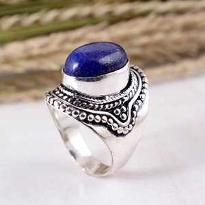 Vintage 925 Silver Lapis Lazuli <b>Ring</b> Handmade Beaded Rope <b>Statement</b> <b>Ring</b> Wholesale Natural Blue Stone Boho Jewelry - Product Image 4
