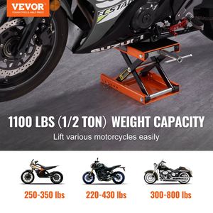 Sollevatore a Forbice per Moto da 1100 LBS con Piattaforma Larga, Perno di Sicurezza, Altezza di Sollevamento 3.7"-13.8" e Manovella - Product Image 2