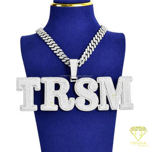 Wholesale Luxury Iced Out Custom Block Name Pendant Heavy Cuban Link <b>Chain</b> Pass Diamond Tester Moissanite pendant - Product Image 4