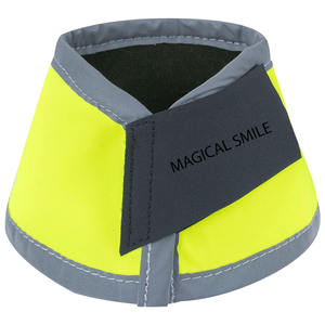 Botas de neopreno para caballos, botas con campanas hechas de material exterior amarillo neón y forro de lana suave con botas con campanas reflectantes. - Product Image 2