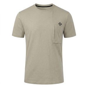 T-shirt confortable et simple en coton 100% pour hommes, à séchage rapide, à manches courtes, pour l'été, couleur unie, Look décontracté, T-shirt pour hommes - Product Image 3