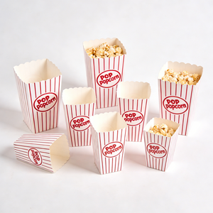 Vasos de Papel Ecológicos Desechables Personalizados de Doble Pared, Reciclables, con Recubrimiento PLA de Grado Alimenticio, con Rayas, para Snacks de Cine, Marca EcoRev - Product Image 5