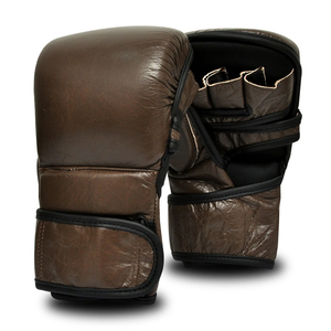 Gants de boxe en cuir véritable, imperméables, légers, avec sangle de poignet réglable, pour adultes, Muay Thai, Kickboxing, MMA - Product Image 1