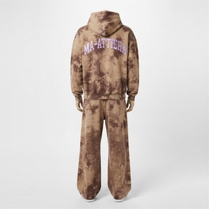 Ensemble survêtement homme marron : sweat à capuche zippé et pantalon large avec empiècements contrastants – Style streetwear deux pièces - Product Image 1