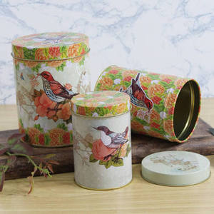 Classic Round Stainless steel Food Containers With Lid Floral Bird Design <b>Storage</b> <b>Boxes</b> For <b>Kitchen</b> Use - Product Image 1