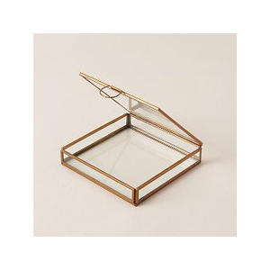 Caja de Joyería de Latón Fundido a Presión en Tono Dorado, Hecha a Mano con Vidrio, con Color y Logotipo Personalizados, Elegante Organizador de Tocador para Hogares Modernos - Product Image 3