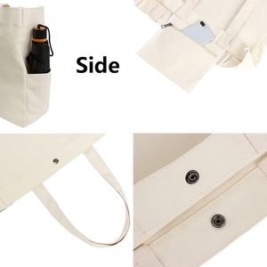 2025 12ออนซ์กระเป๋าสะพายไหล่ผ้าฝ้ายขนาดใหญ่มีกระเป๋าด้านข้างกระเป๋าผ้าแคนวาสสำหรับร้านขายของชำวัสดุ PP - Product Image 5