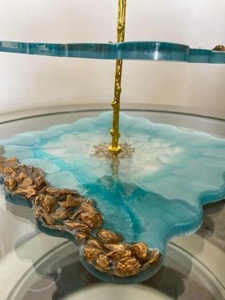 Luxury Three Tier Resin <b>Cake</b> <b>Stand</b> With Gold Handle Dessert Display <b>Stand</b> For Hotel Buffet Presentation And Bridal Shower Use - Product Image 4