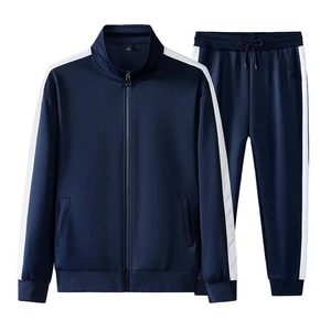 Custom Logo Men's Tracksuit Set Full Zip Hoodie and Jogger <b>Pants</b> 2 Piece Set Side Stripe Gym Training Fleece Sportswear Suit - Product Image 2