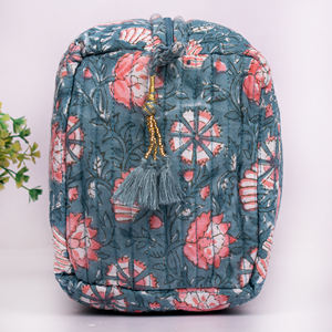 Handmade Eco-Friendly Bohemian Floral Prints Unisex Reusable Lightweight Multi-Function <b>Travel</b> <b>Pouch</b> Durable Cotton Cosmetic Bag - Product Image 4